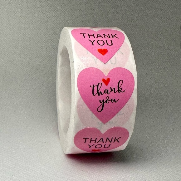 THANK YOU HEART STICKERS ENVELOPE SEALS LABELS STICKERS CRAFTS 1" ROUND - Picture 4 of 5